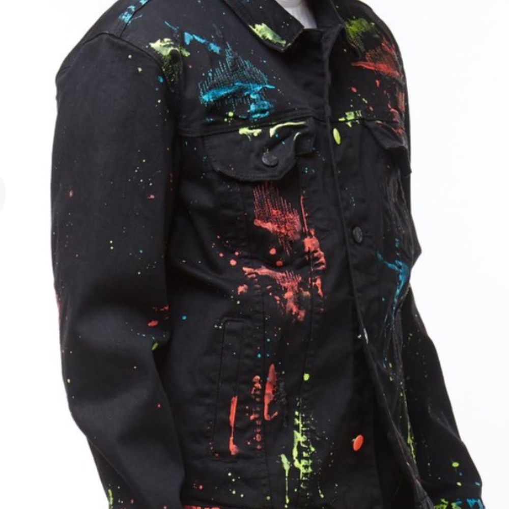 NWT Smoke Rise Neon Painted Jean Jacket